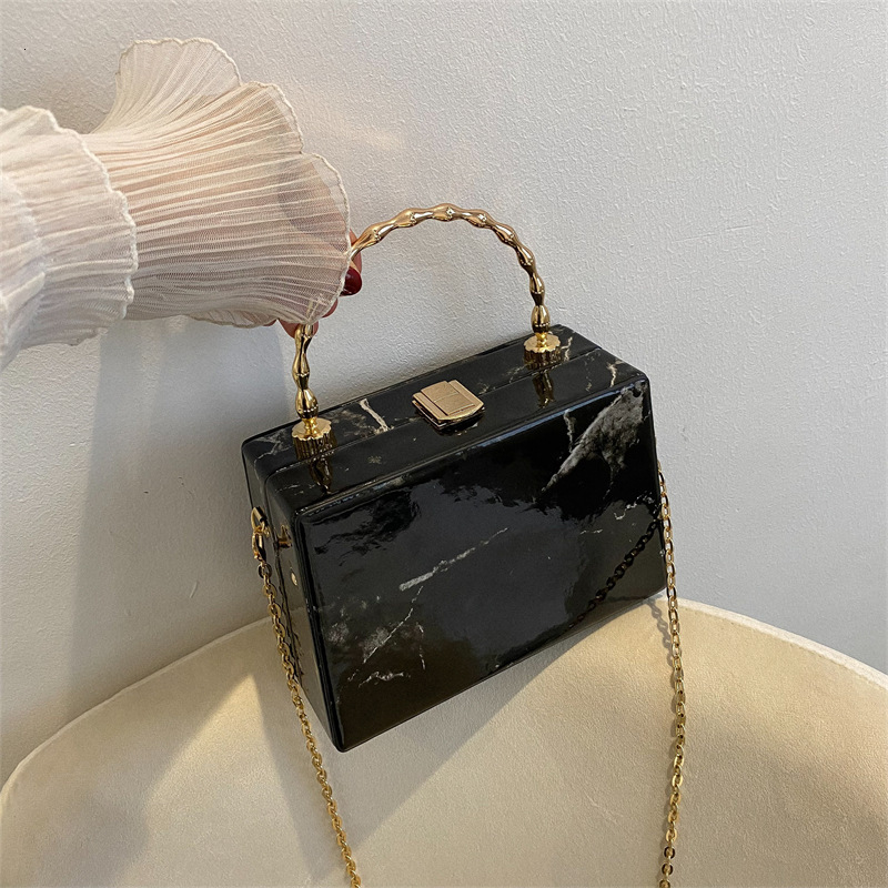 Foreign trade bag new fashion marble pattern crossbody bag PU trend printed handbag designer bag trend niche bag European and American style D box bag