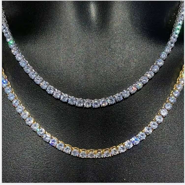 Hiphop Tennis Chain Necklace Alloy Plated Gold Twinkling Cz Tennis Necklace Choker Bling Diamond Crystal Necklace