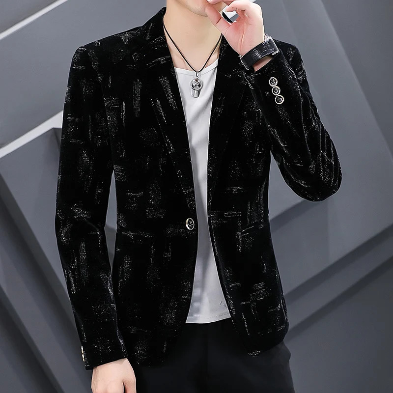 2025 Blazer Mens Fashion Business Corduroy Printing Gentleman Fit Shopping Outdoor Performance Wedding Banquet Casual 250628