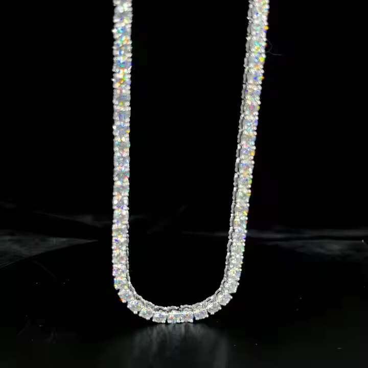 Custom Size Tennis Necklace Chain Bling Iced Out Vvs Moissanite Diamond Custom Design Chains at Wholesale Price