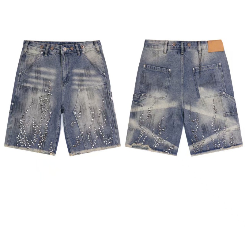summer mens designer shorts fashionmen denim shorts high street brick inlaid perforated black shorts versatile loose wome beach shorts sports pants
