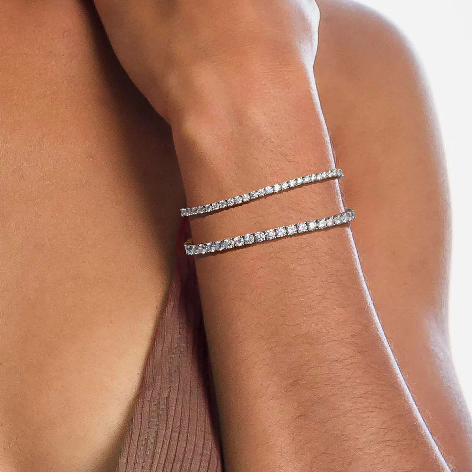 Gorgeous 2-5mm Moissanite Tennis Chain Women Mens Fine Jewelry Gifts 925 Sterling Silver 14K White Gold Diamond Tennis Bracelet