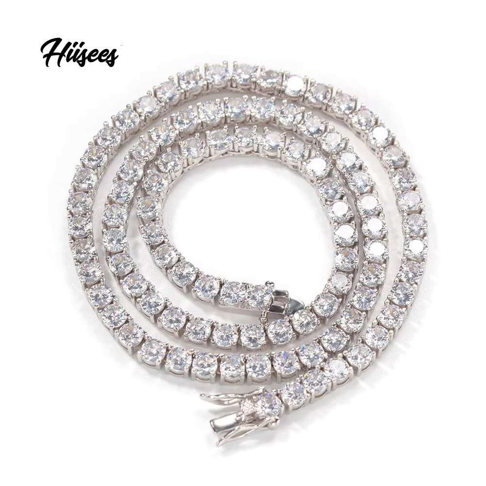 Hip Hop 3mm 4mm 5mm Tennis Chain 1 Row Cubic Zirconia Diamond Necklace 18k Gold Plated Tennis Necklaces Fine Jewelry