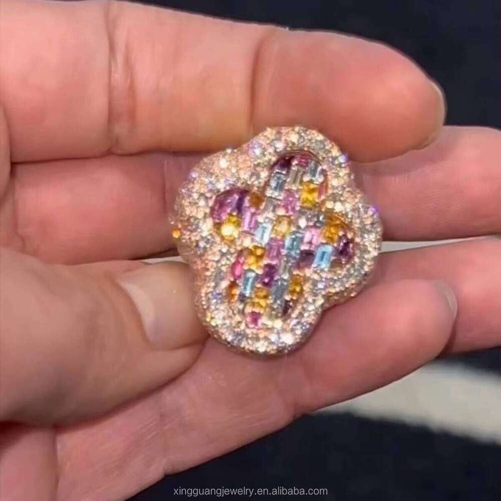 Hiphop Real Sier Gold Plated VVS D GRA Moissanite Lab Dia Fine Jewelry Rings Custom for Men Women