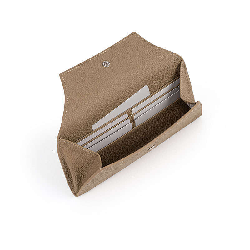 Luxury brand ladies fashion Korean version of the new simple top layer cowhide high-end feel clip multiple card slot wallet.