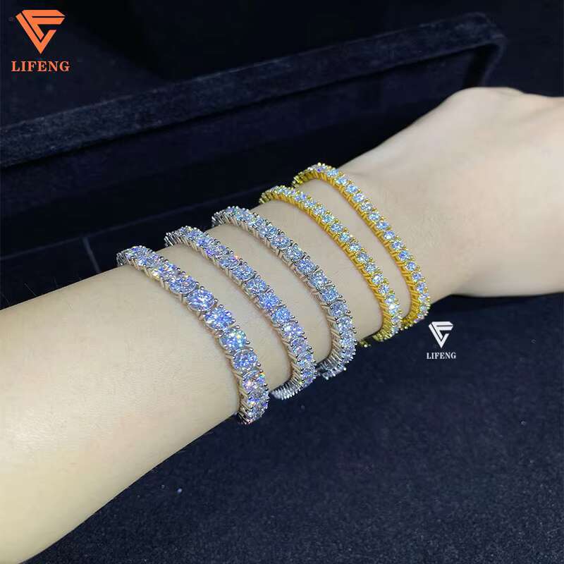 Factory-Price Fine Moissanite Diamond Tennis Chains 3mm-5mm Hip Hop Silver Jewelry Necklaces Bracelets for Men Women Gift