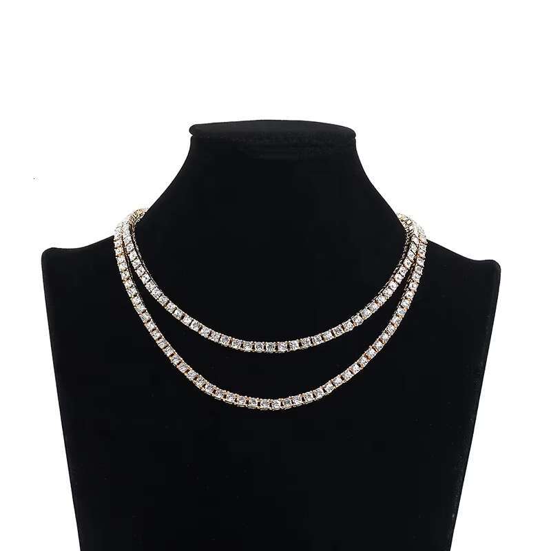 Factory Stock Hip Hop 3mm 4mm 5mm Alloy and CZ Rhinestone Iced Out Single Row Tennis Chain Necklace