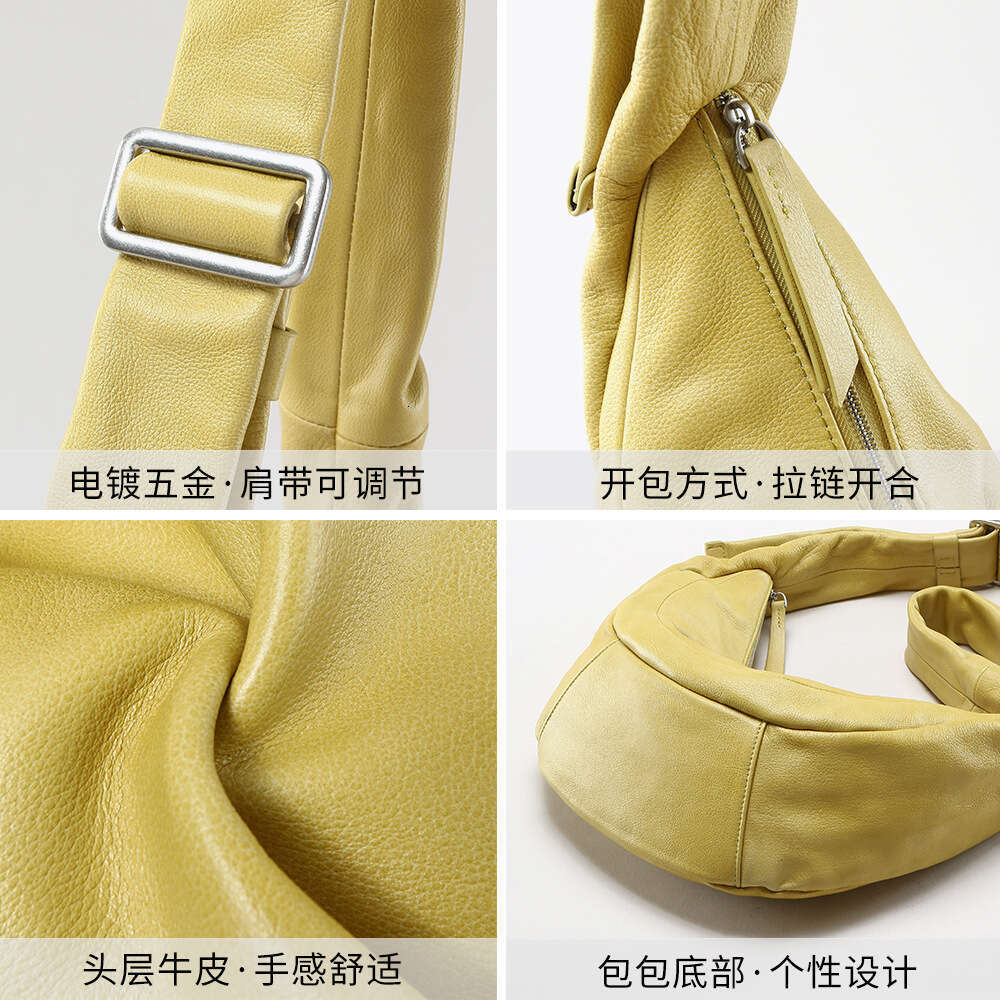 Luxury designer simple style dumplings female leather fashion trend slung commuter shoulder bag