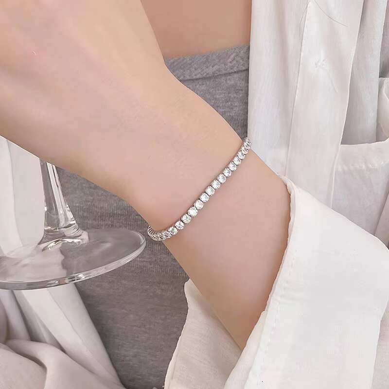 Wholesale Customizable Tennis Chains Jewelry 925 Sterling Silver 2/3/4mm CZ Cubic Zircon Tennis Bracelet