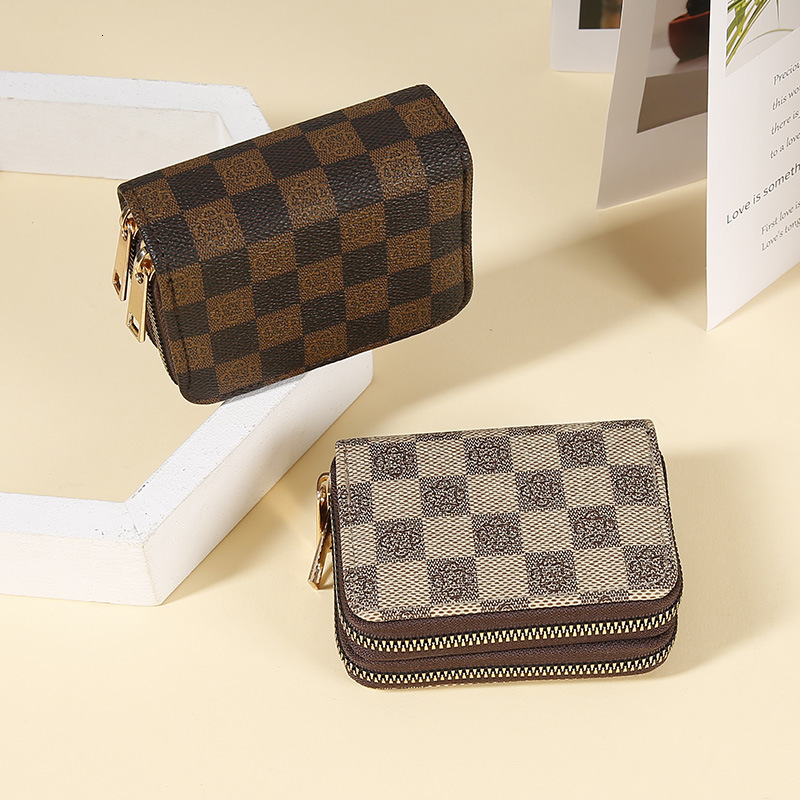 Free shipping designer 2025 New Double Zipper Accordion Card Holder Luxury Trendy Fashion Multi-Card Slot Card Clip Coin Purse Multi-Functional Card H