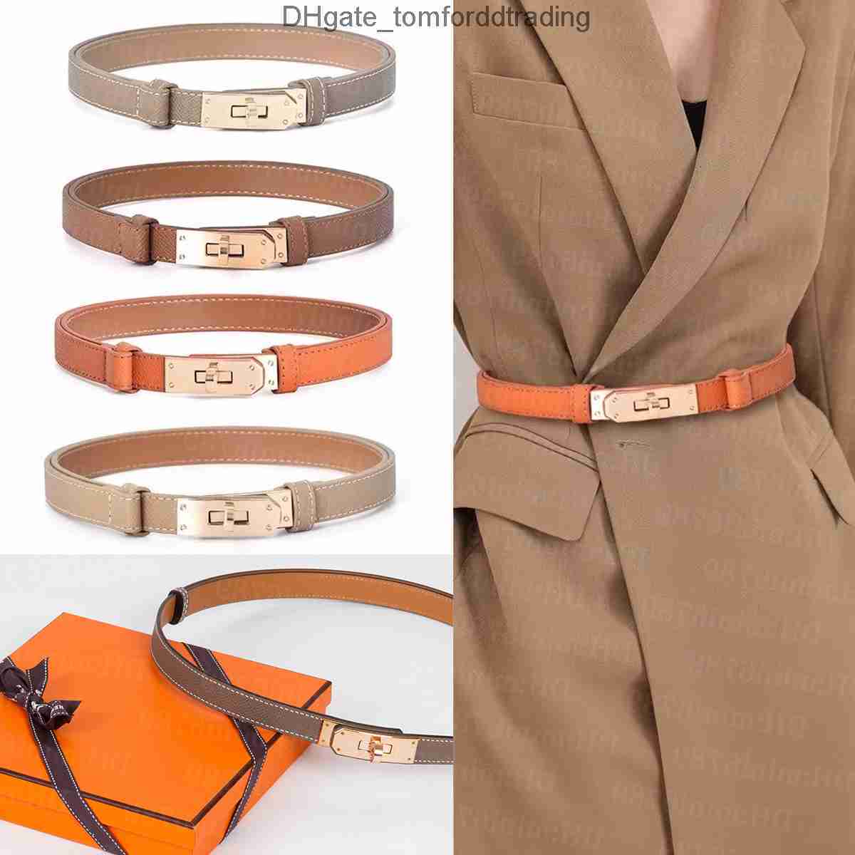 Women Dress Belt Designer Luxury Belts Orange Black Simple Graceful Waistband For Dresses Thin Small Metal Buckle Smooth Narrow herneslies hly hermaesly herne MMN2