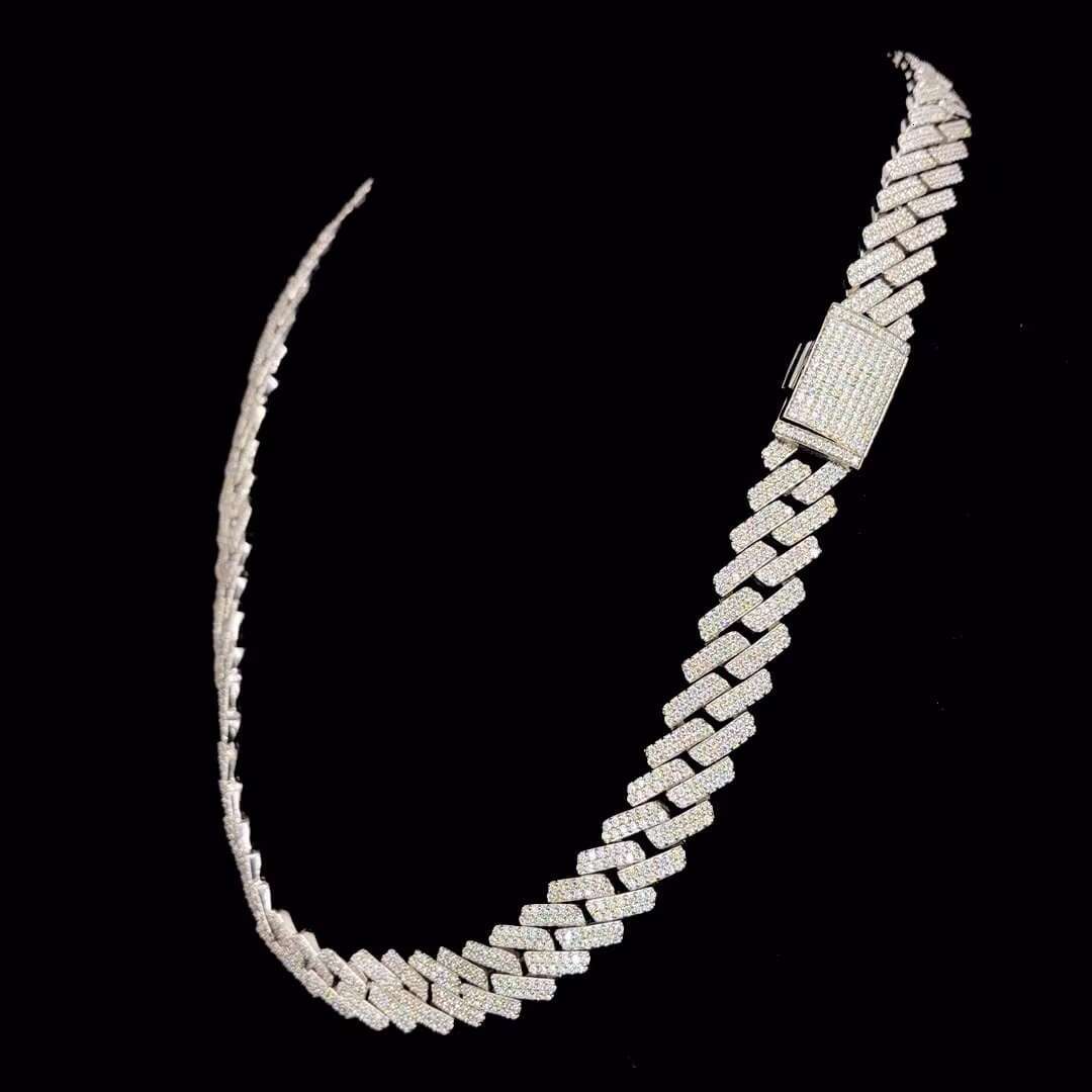 Hip Hop Iced out Bling Cuban Link Chain VVS Moissanite Diamond Body Jewelry Trendy Unisex for Wedding Party Engagement Gift