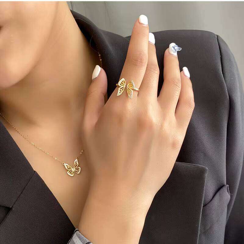 Personality S Sterling Sier Open Cubic Zircon Butterfly Ring for Women