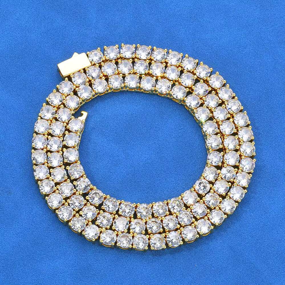 Europe and United States Hip-Hop Mens S925 Silver Moissanite Necklace with Spring Buckle Hot Tide Brand Wholesale