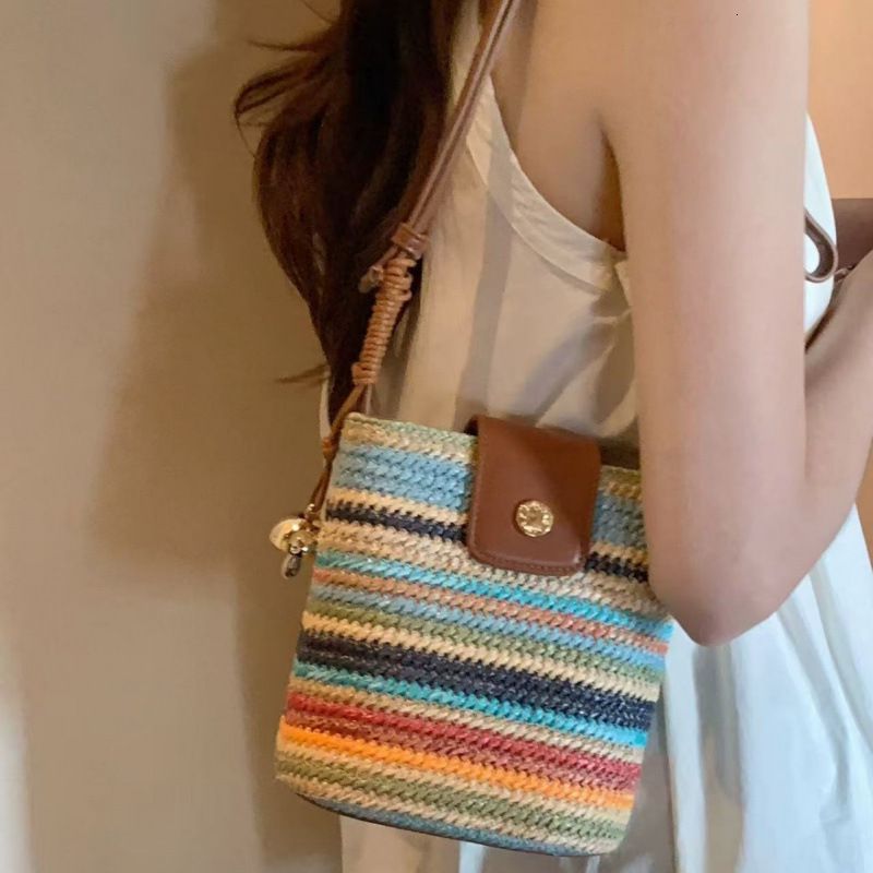 Women s bucket bag summer woven trend bag new single shoulder crossbody bag designer bag large trend capacity women s shoulder bag
