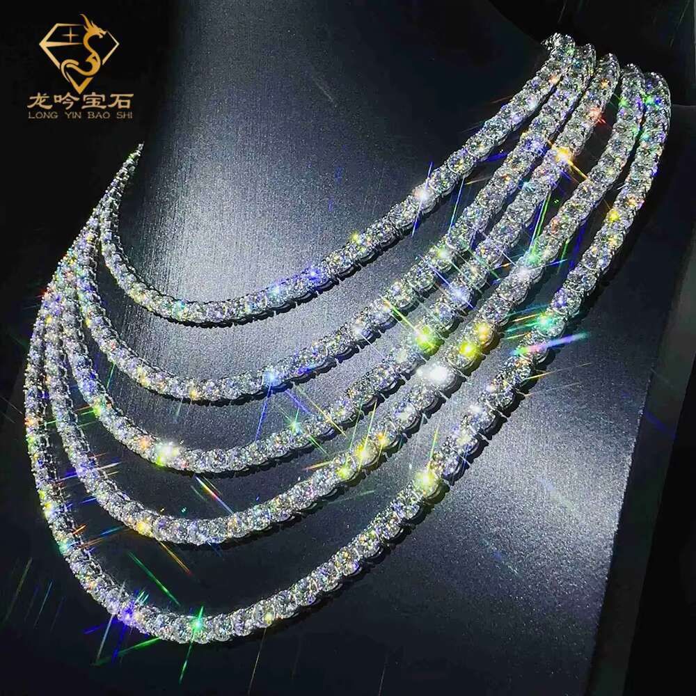 1CT S925 Silver White Gold Plated Moissanite Diamond Tennis Necklace 20inch