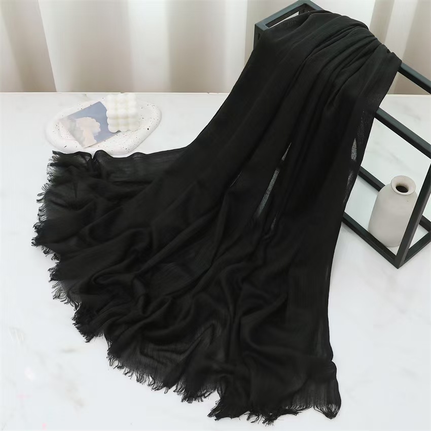 T1147 scarf solid color cotton and linen headscarf spring summer autumn winter female literary sun protection warm shawl neck scarf