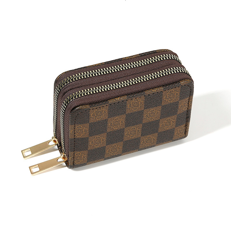 Free shipping designer 2025 New Double Zipper Accordion Card Holder Luxury Trendy Fashion Multi-Card Slot Card Clip Coin Purse Multi-Functional Card H