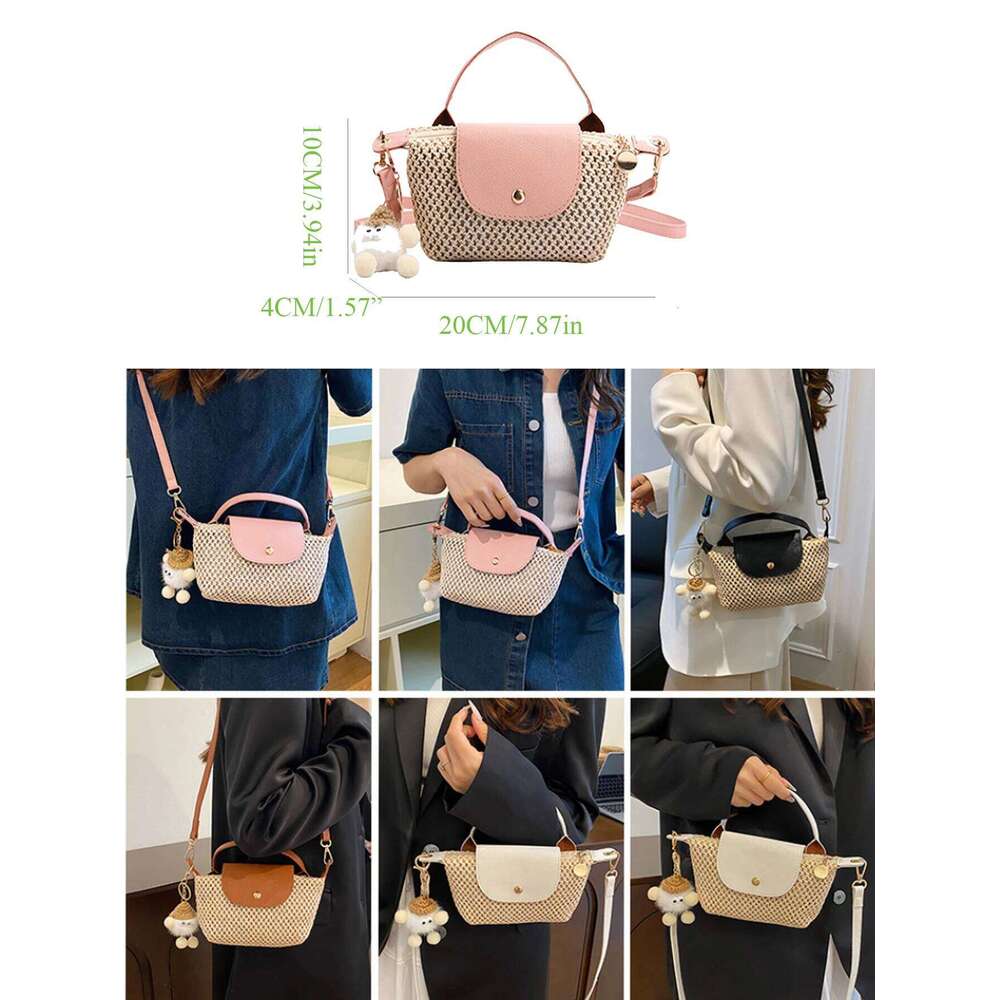 Intitals Customized Stylelady Straw Crossbody Bag With Pendant Summer Tourism Beach Vacation New All Match Shoulder Handbag