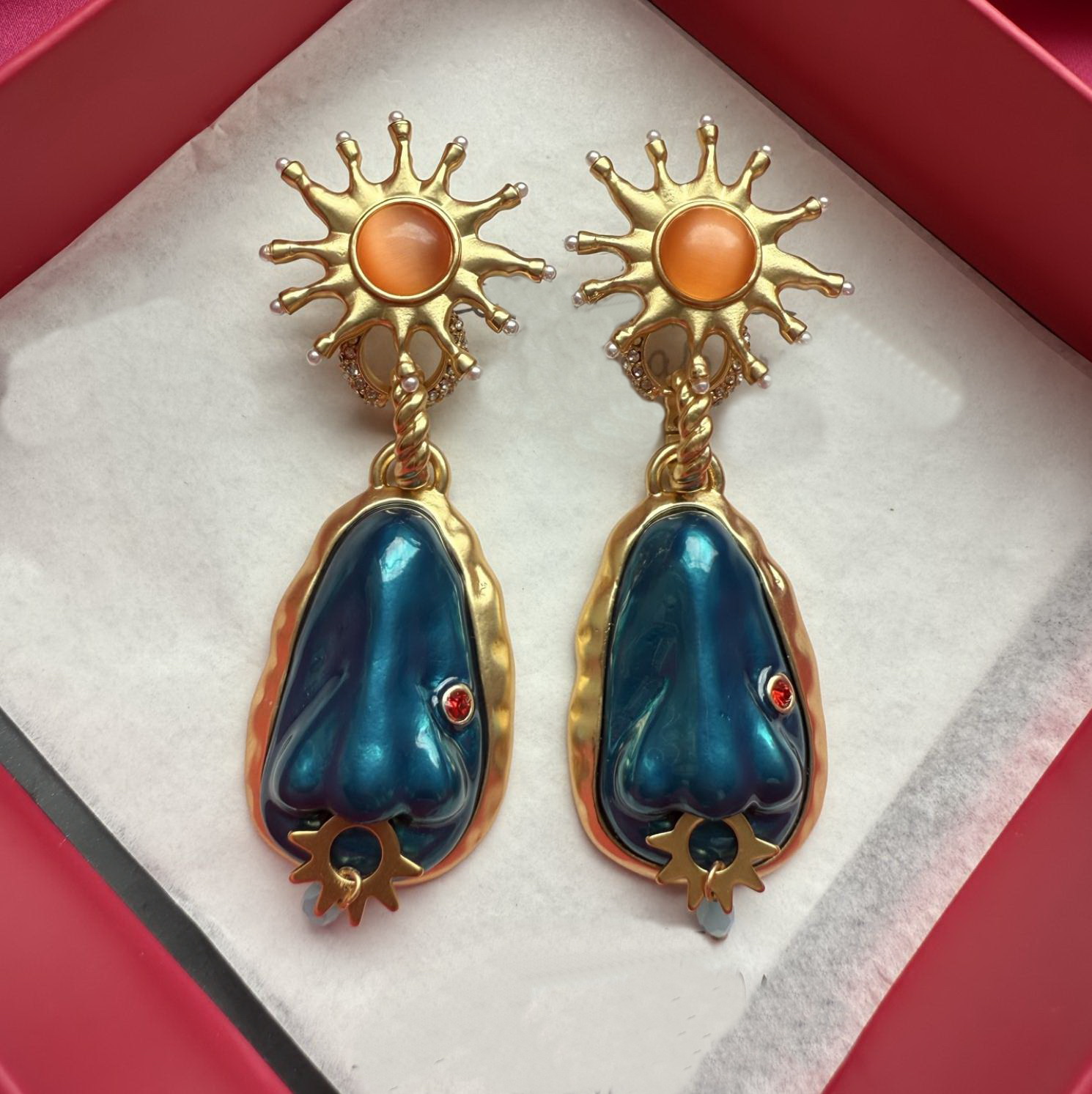 New Designed women tassel Devil's Eye earrings Vintage Nose Sun Pearl Ear studs Designer Jewelry Schiaparelli-R1001287