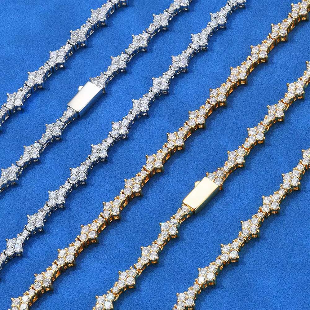 Hip Hop S925 Silver Moissanite 6.5mm Aircraft Tennis Chain Necklace Personalized Jewelry for Men