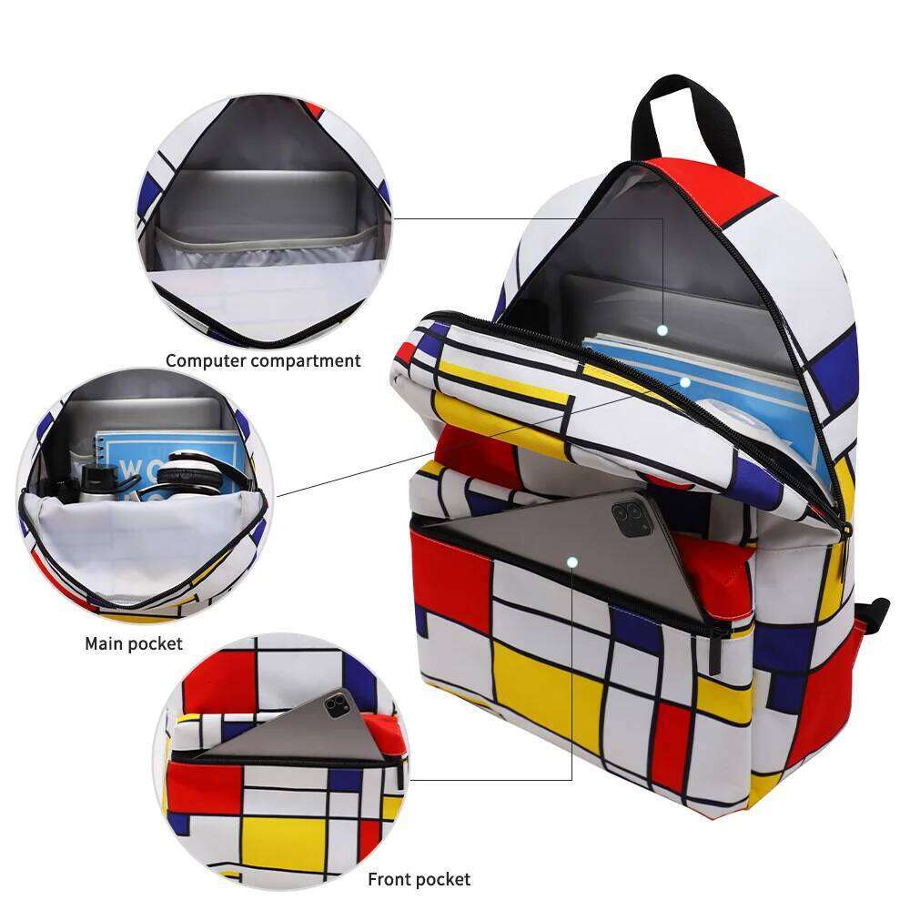 TINYAT 14 Inch Gaming Backpack, Shockproof Laptop Compartment School Bag, 3D Color Block Design Travel Backpack for Gym,Cycling