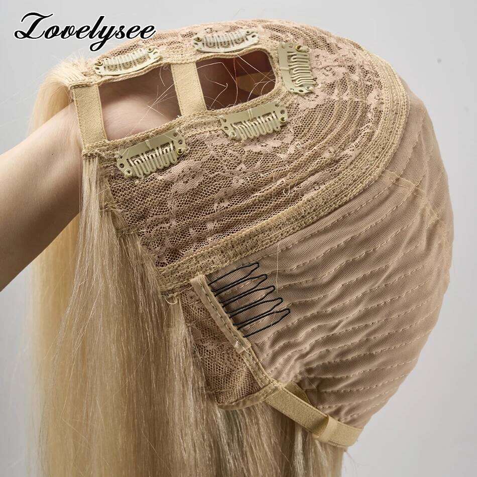 Straight Part Wigs Brazilian White Blonde Human Hair For Women 150% 180% Density U Shape Wig 14-28 Inch Leave Out No Glue