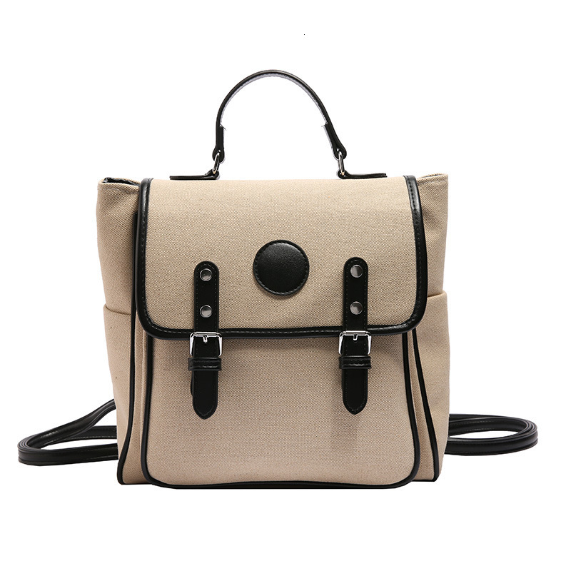 New trend Fashion Women s Backpack Academy Style Canvas Color blocked trend Shoulder Bag Designer Bag Trendy Women s Crossbody Bag
