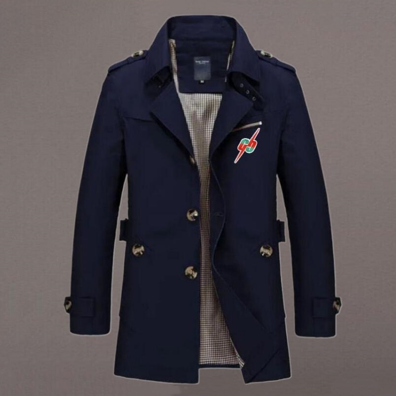 2025 New Luxury Fashion Designer Hotsales Embroidery Brand Logo Men's Trench Coats Classic Mens Long Trench Coat Loose Jacket Windproof Overcoat Asian Size M-5XL