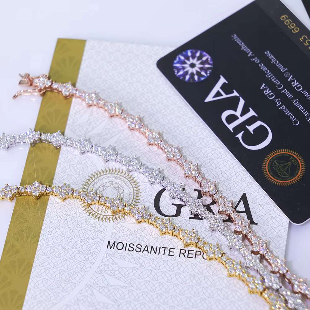 European American HipHop Moissanite Necklace for Men S925 Silver 6.5mm Aircraft Tennis Chain Customizable Trendy