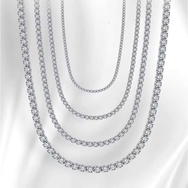 1.5mm - 4mm Fine Jewelry Choker Round Cubic Zirconia Cz 925 Sterling Silver Tennis Chain Necklaces