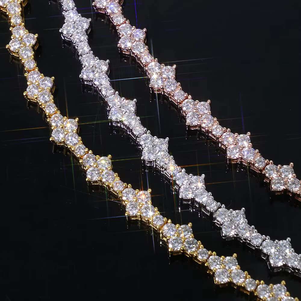 European American HipHop Moissanite Necklace for Men S925 Silver 6.5mm Aircraft Tennis Chain Customizable Trendy