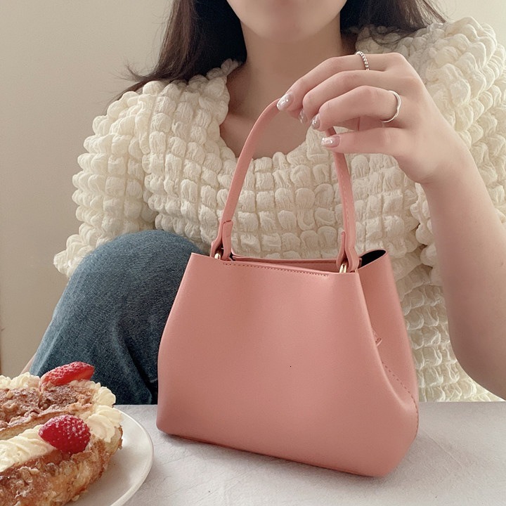 trend Handbag solid color Korean version design bucket bag trend soft leather candy color women s crossbody bag designer bag women s shoulder bag