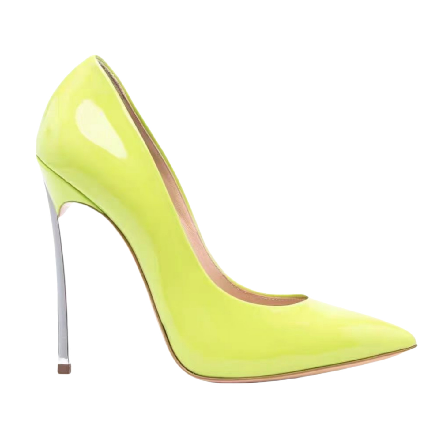Women's Metal-Heel Stiletto Dress Pumps 8cm+ Pointed Toe Runway Party Heels, Slip-On Microfiber Leather Shoes, Custom Color Options