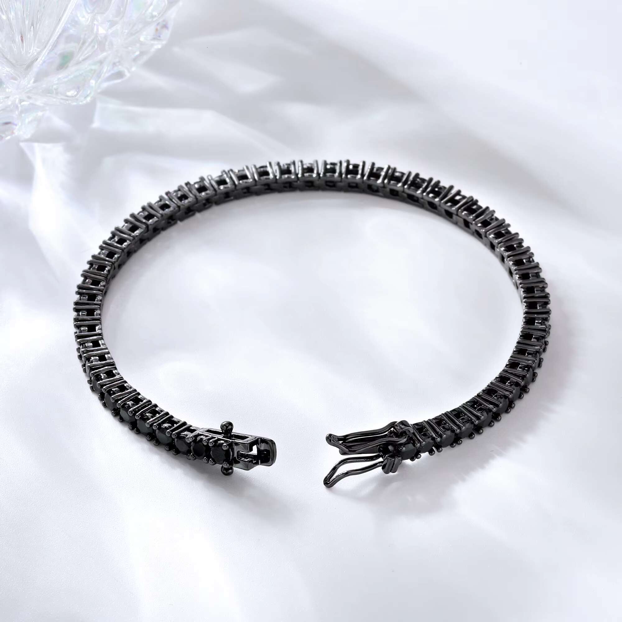 Fine Jewelry 3mm Round Cubic Zircon Black Gold Necklace Hip Hop Jewelry Black Stone Tennis Chain Men Necklace