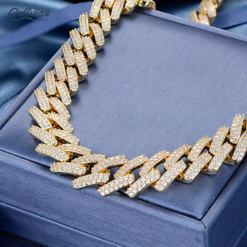 Custom Hiphop Jewelry 18K Gold Plated Iced Out Miami Prong Cuban Link Chain Mens Moissanite Diamond Cuban Chain Hip Hop Necklace