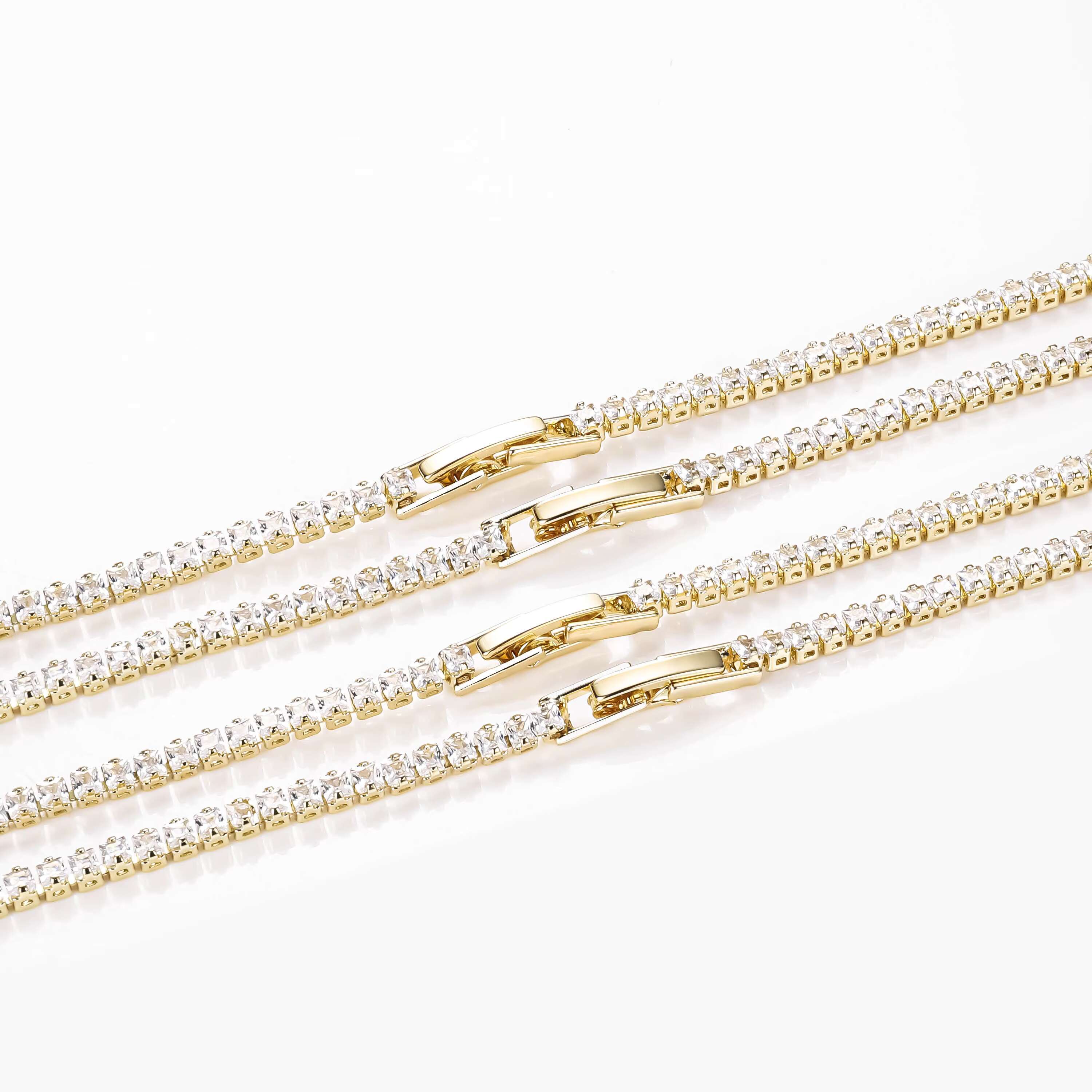 New Style Versatile Trendy Summer Chain High Quality Shiny Zircon Hypoallergenic 14 k Gold Plated Tennis Chain