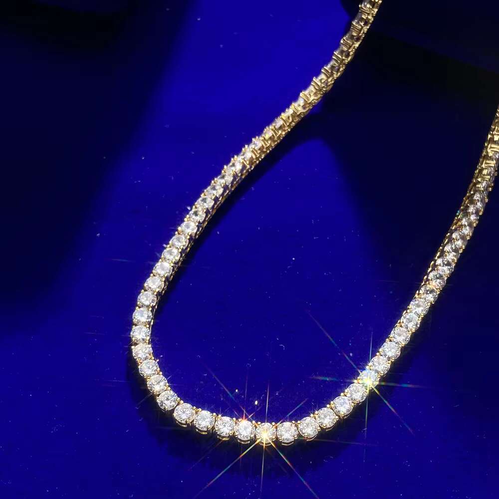 Trendy High-end Jewelry Hip Hop 925 Silver 4mm Multi-color Iced Out High Quality VVS Moissanite Tennis Chain for Necklace