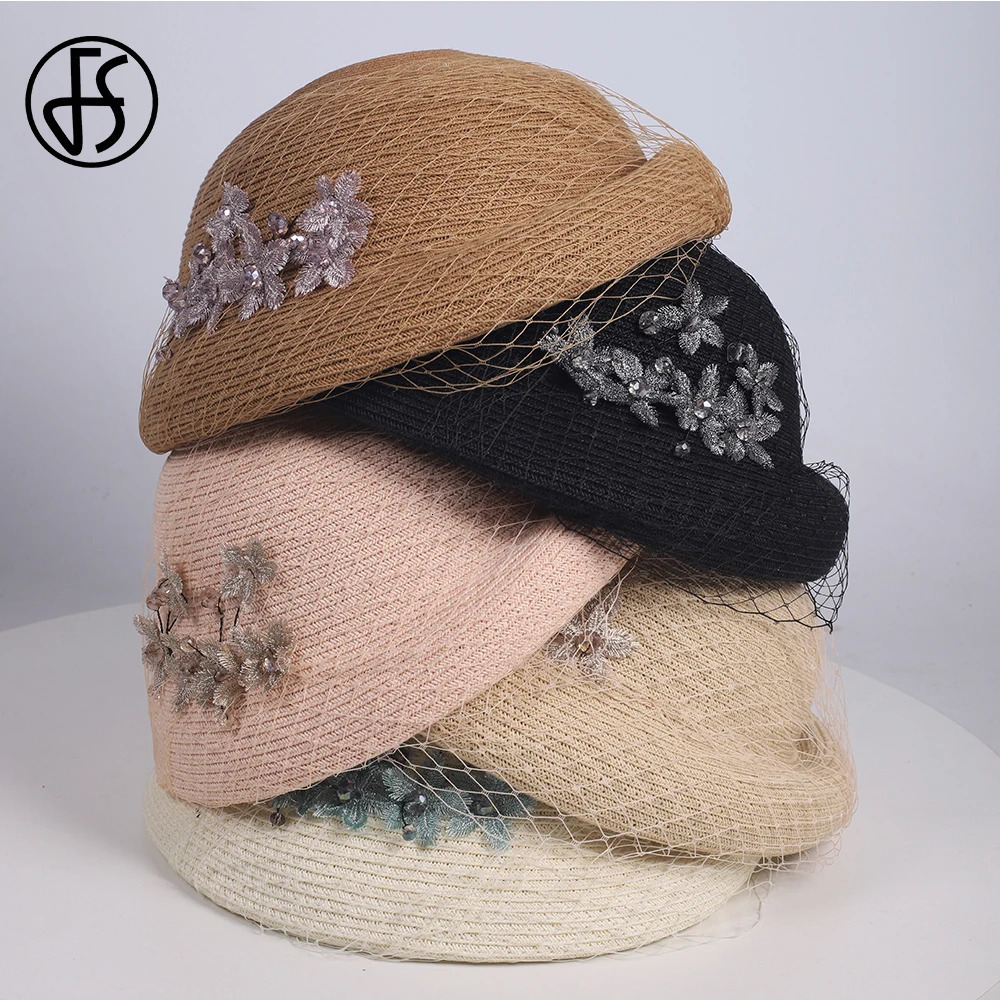 FS 2025 Summer Straw Fedora Camel Hat French Elegant Bow Fascinator Beret for Womens Cocktail Derby Party Church Wedding 250701
