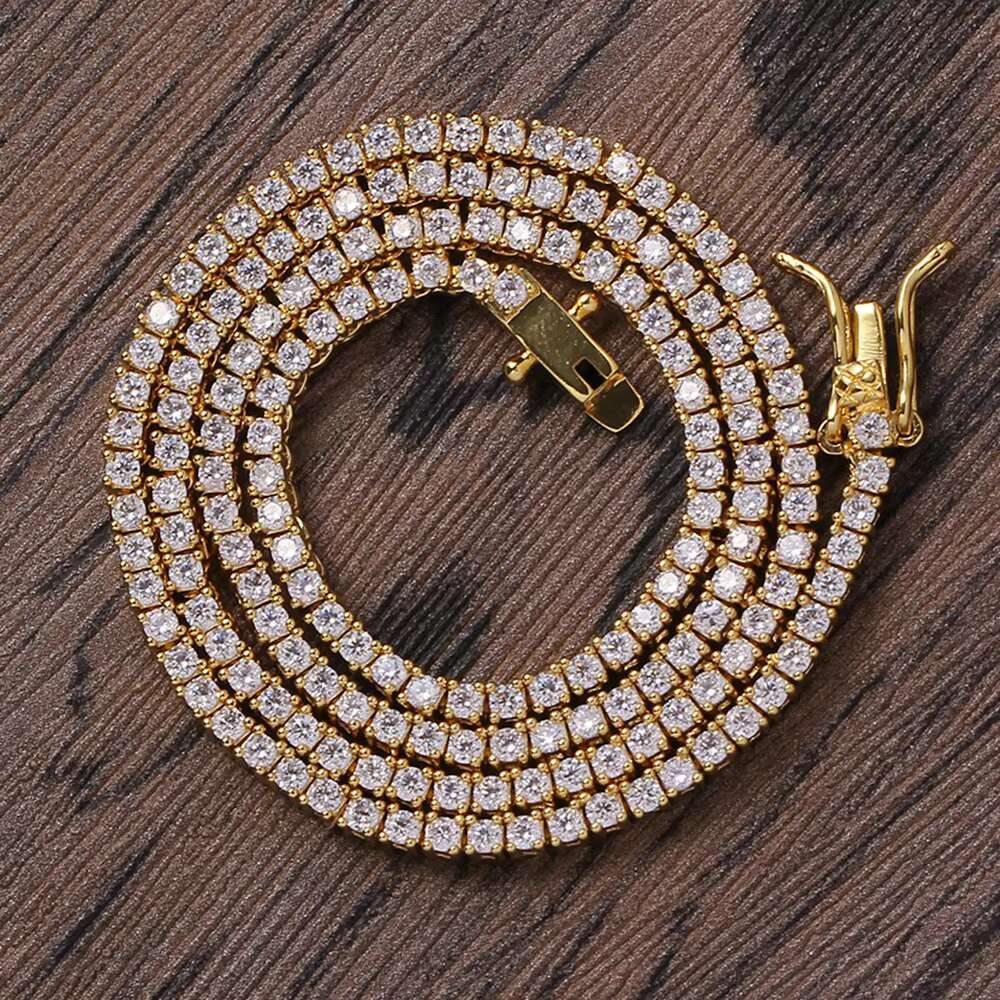 2mm Tennis Chain Copper Tennis Chain Copper Micro Zirconia Single Row Chain Hip Hop Necklace