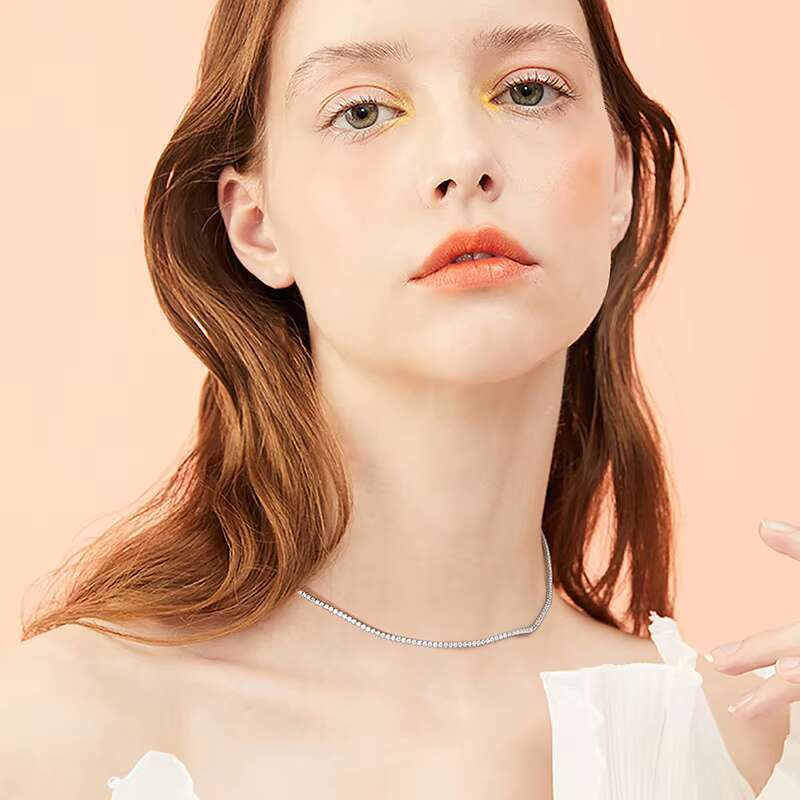 1.5mm - 4mm Fine Jewelry Choker Round Cubic Zirconia Cz 925 Sterling Silver Tennis Chain Necklaces