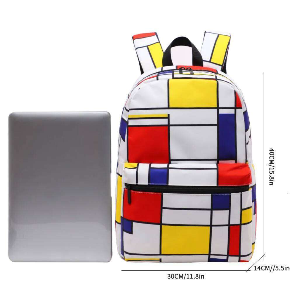 TINYAT 14 Inch Gaming Backpack, Shockproof Laptop Compartment School Bag, 3D Color Block Design Travel Backpack for Gym,Cycling