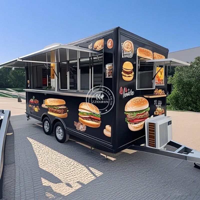 Food Vending Van Catering Bbq Street Mobile Food Truck Mobile Kitchen Cart Square Food Trailer Fully Equipped For Sale
