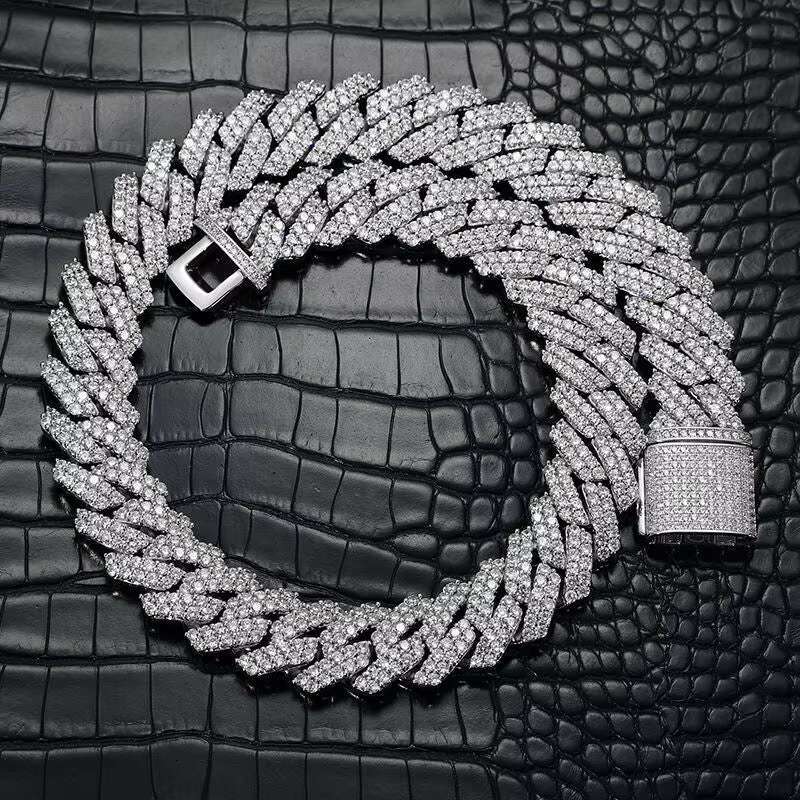 19MM Iced Out Hip Hop Jewelry Cuban Link Chain Gold Silver Plated Bling Miami CZ Diamond Chain for Men