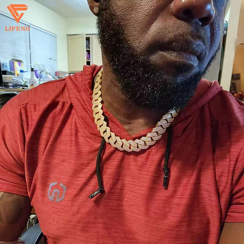 Fashionable Mens Silver VVS Moissanite Diamond Baguette Cut Pearl Cuban Link Chain Hip-hop Rapper Singer Style GRA Certificate