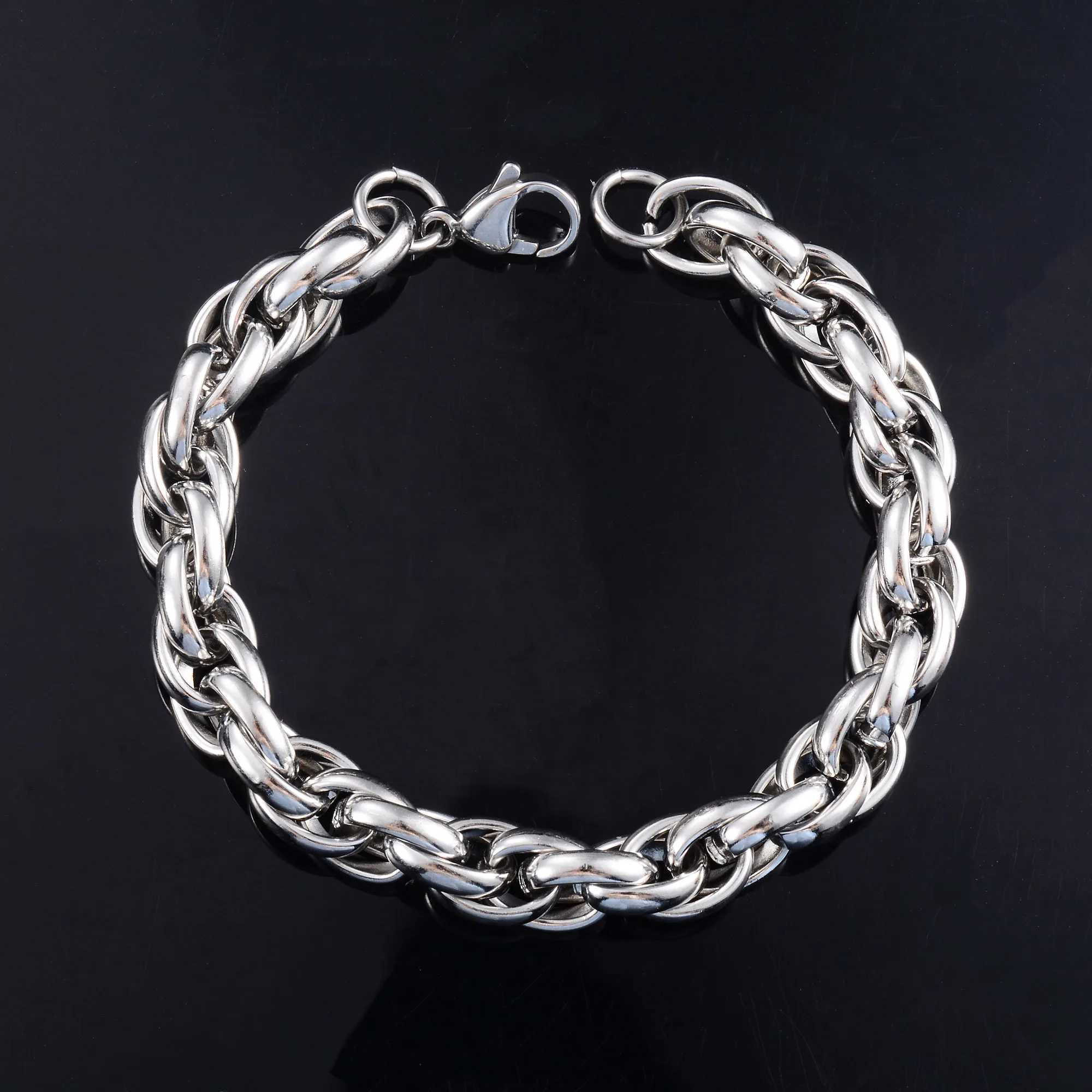Punk Rope Chain Stainless Steel Chunky Bracelet for Women Men Basic Hand Foot Ankle Chain Bangle Wristband Anklets Metal Jewelry XJ250707