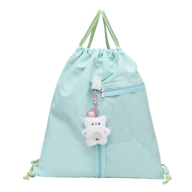 Free shipping designer 2025 New Large Capacity Drawstring Backpack Ins Korean Style Polka Dot Transparent Bag Versatile Cute Single Shoulder Bag for W