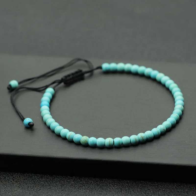 Fashion 4mm Natural Stone Bracelet Men Women Handmade Braided Adjustable Bracelet Small Tiger Eyes Howlite Agates Beads Bracelet XJ250707
