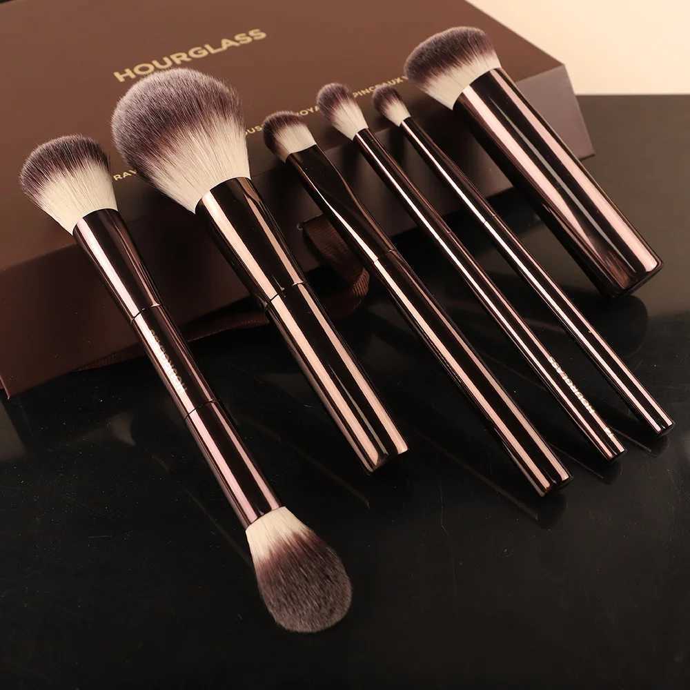 7pcs/set Hourglass Makeup Brushes Powder Foundation Eyeshadow Crease Makeup Brush Concealer with Cosmetic Bag Gift BoxW250707