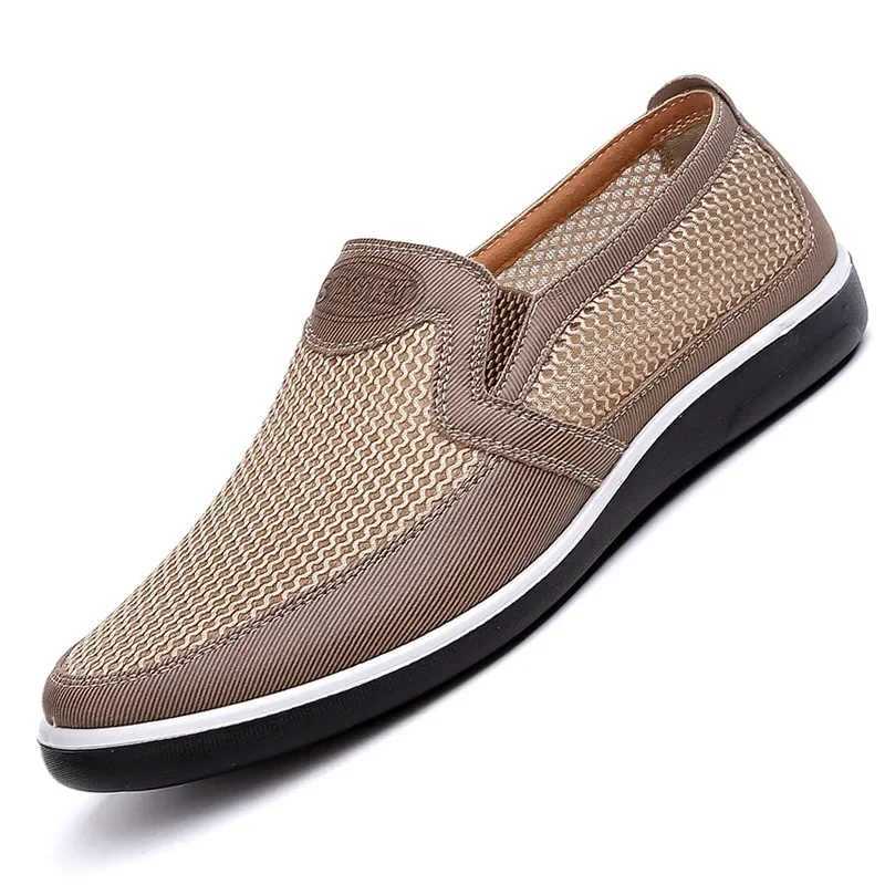 2022 New Summer Mesh Shoes Men Slip-On Flat Shoes Hollow Out Comfortable Father Shoes Men Casual Basic Drilles Y250707